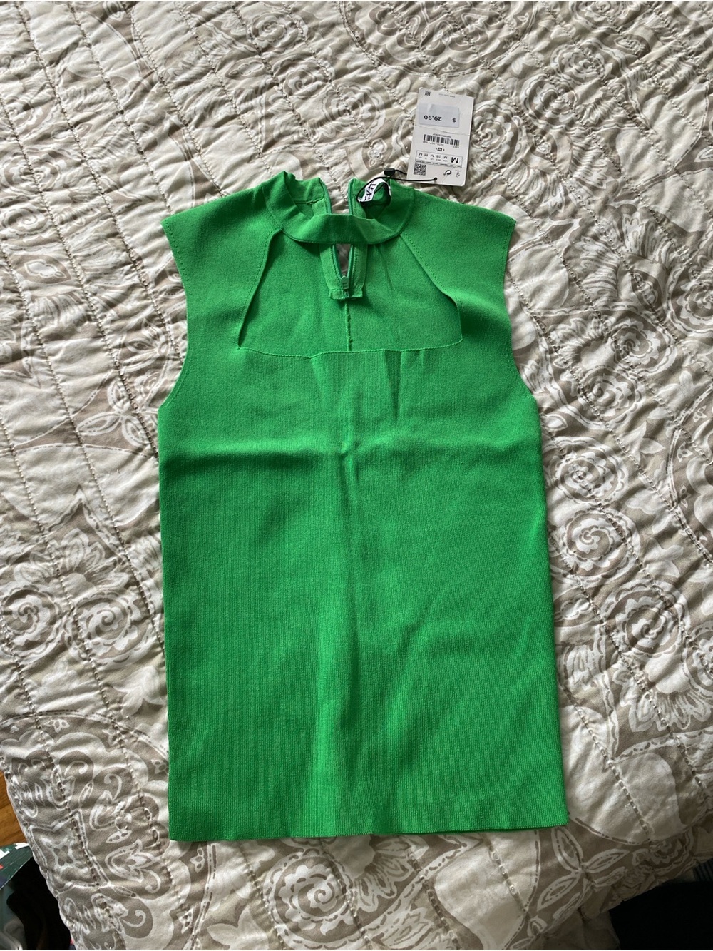 Zara Bright Green Sleeveless Tie-Neck Camisole